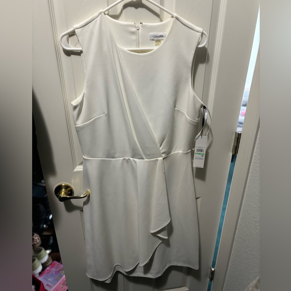 NWT Calvin Klein White Sleeveless Dress
